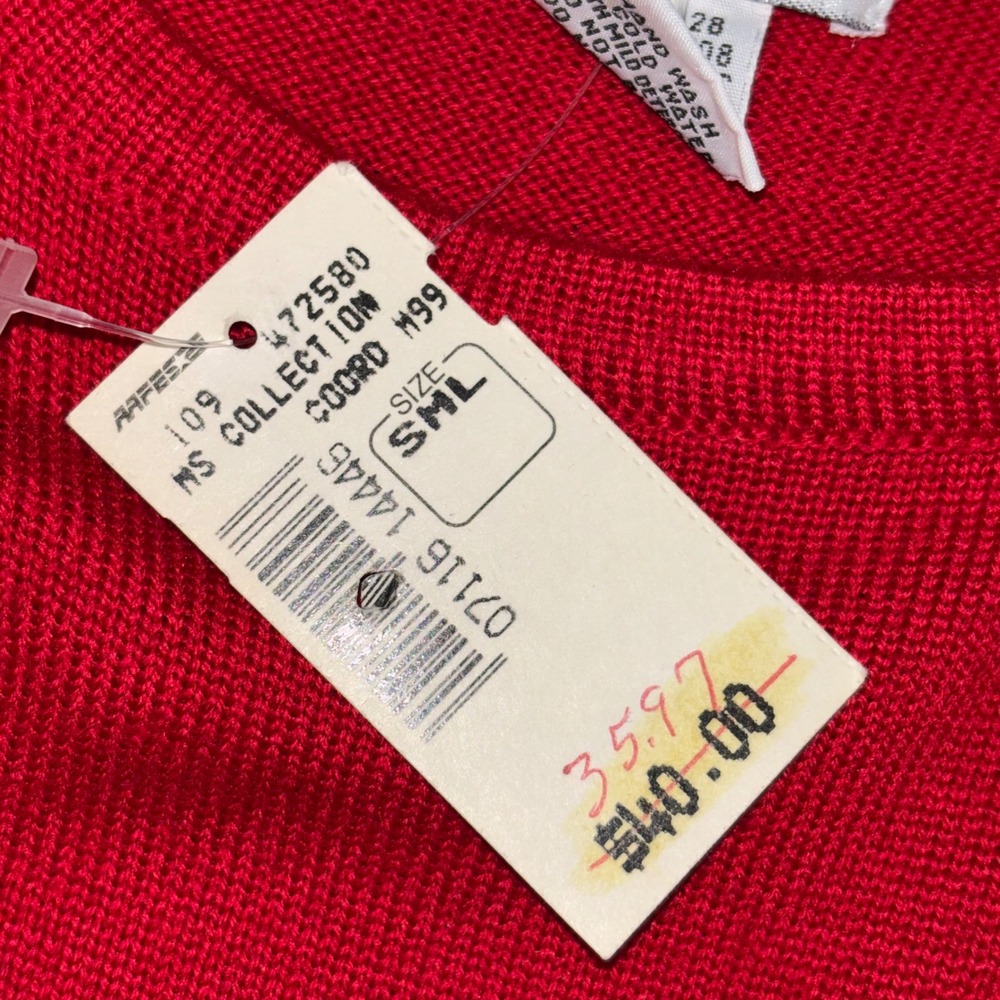 Vintage Koret Red Wool Blend Crest Embroidered Sweater NWT Small BoHo - Picture 3 of 7